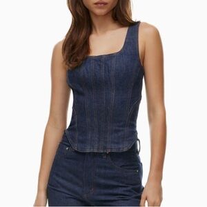 Aritzia Denim Forum The Nikki Denim Bustier tank top blouse corset